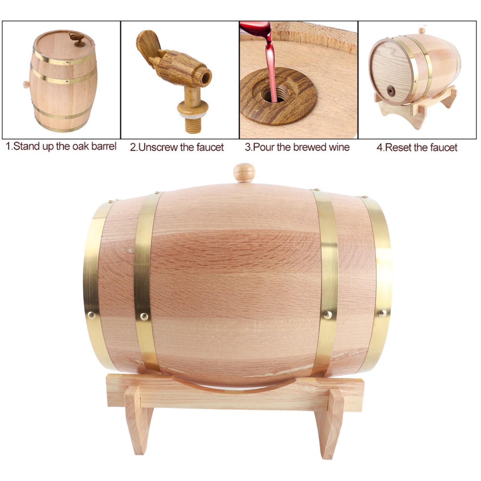 Generic Dispenser per Botte di Vino in Legno Rustico per Tequila, Rum e Whisky, Migliora il Gusto nel Tempo, Ottimo per Cene e Feste