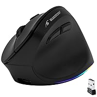 Bluestork - Mouse Verticale Senza Fili 2.4GHz + BT - Ricaricabile Mouse Ergonomico