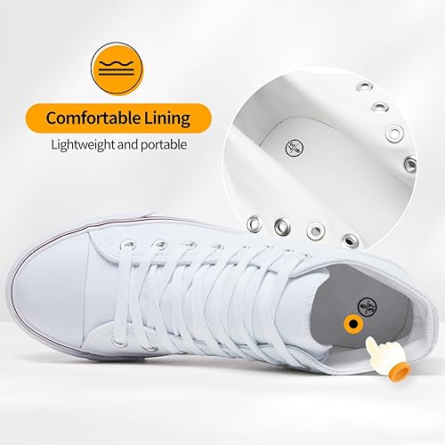 Miniatura 5 de ZGR Zapatillas de lona con cordones para mujer, con parte superior alta, zapatillas casuales para tenis y caminar