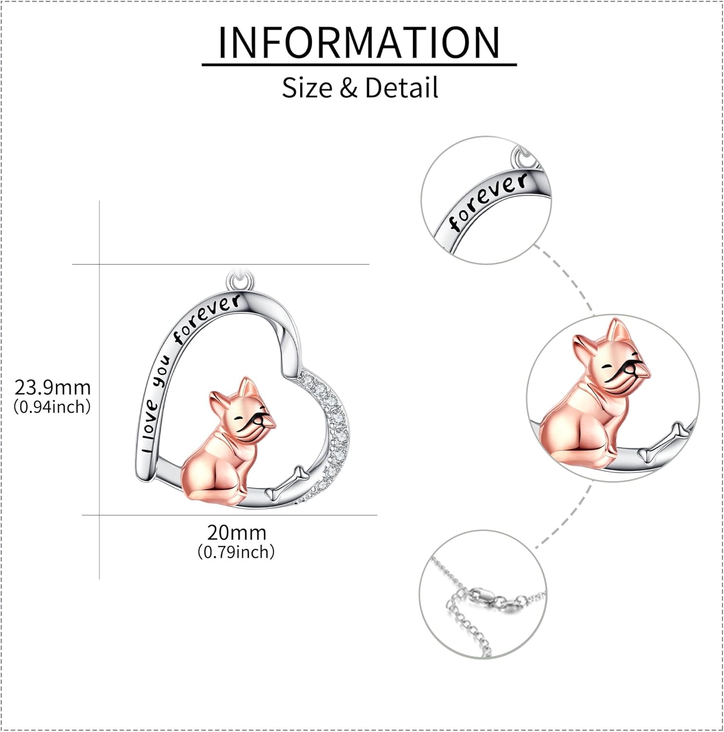 MONGAS Dog Necklace Women Sterling Silver Animal Heart Pendant Jewelry Gifts for Women - Image 3