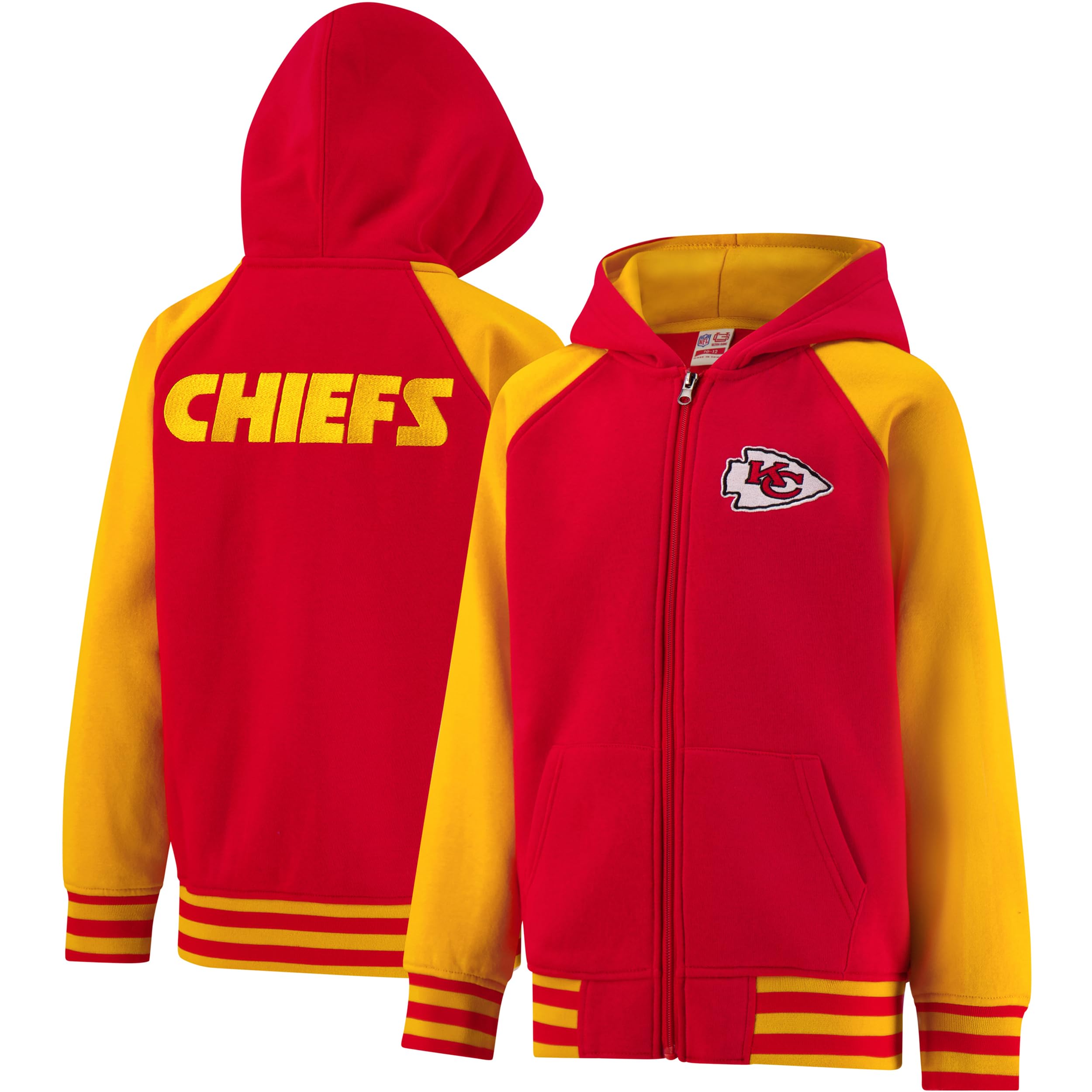 Ultra Game Youth NFL Official Super Soft Full Zip Varsity Hoodie Sweatshirt