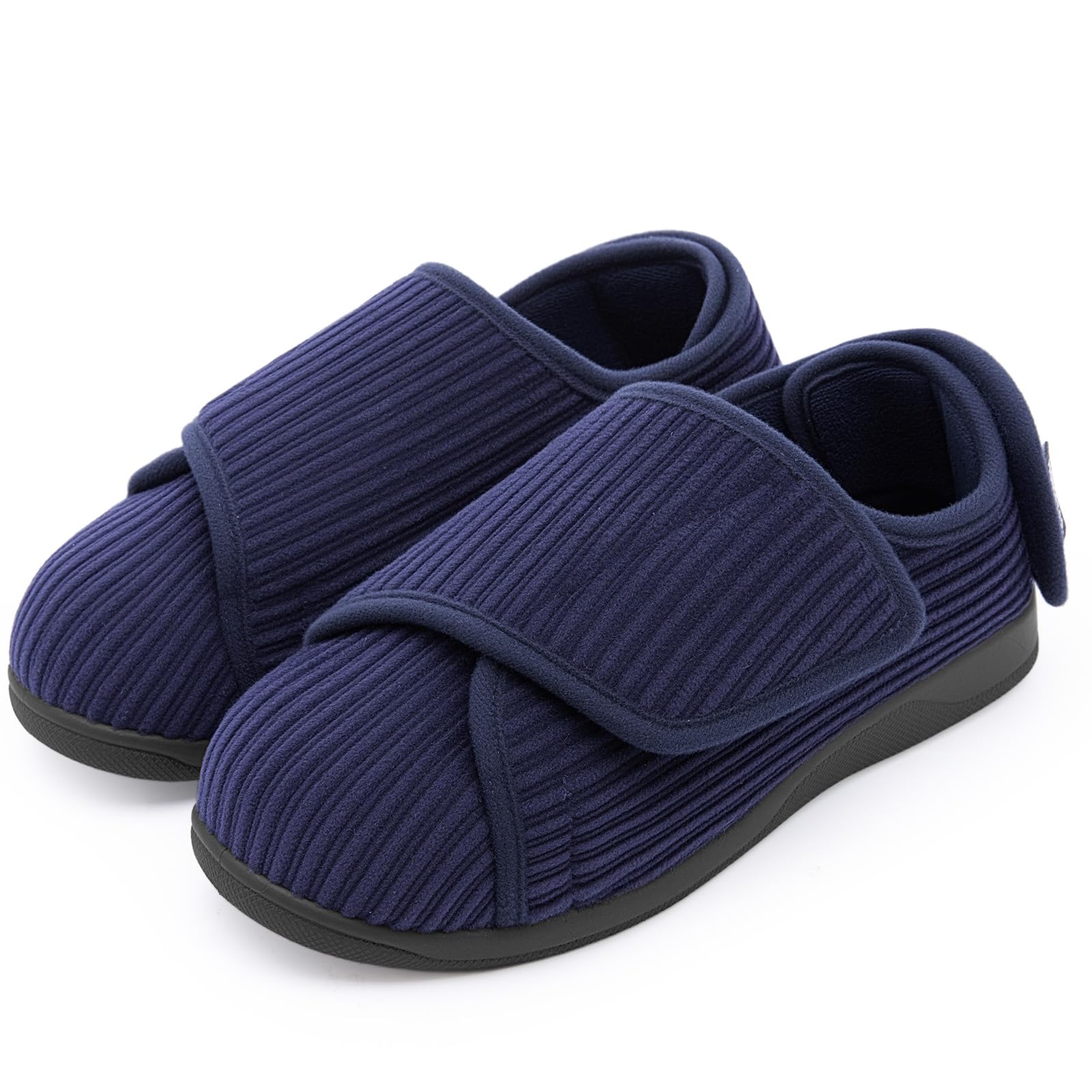 Women's Corduroy Slippers Comfy Adjustable Hook and Loop Memory Foam Indoor Closed-back House Shoes