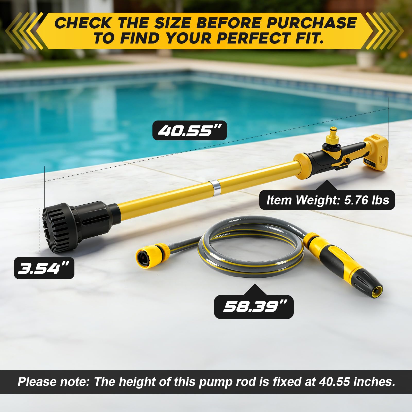FormiPow Cordless Stick Water Transfer Pump for Dewalt 20V Battery, 1400GPH Brushless Water Pump with 10FT Lift Distance, 39.5" Suction Depth, Electric Water Pump for Pool Garden Pond (No Battery) - 4