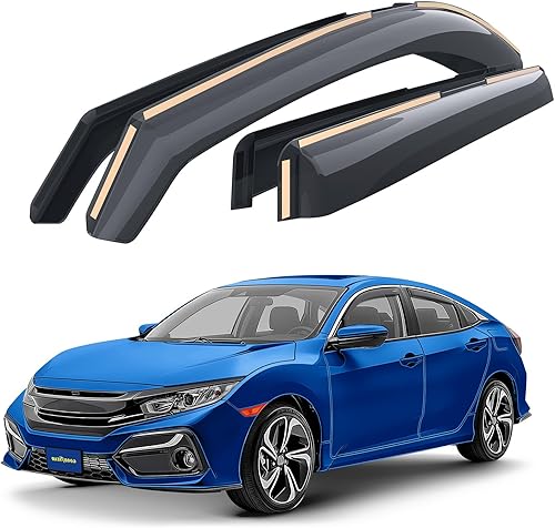 Goodyear Deflectores de ventana inastillables en el canal para Honda Civic 2016-2021 Sedán, protectores de lluvia, viseras de automóviles, deflector