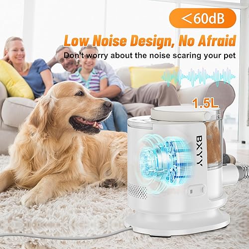 Miniatura 4 de Kit de aseo para perros y succión al vacío 99% pelo de mascotas, taza de polvo de 1.5L, aspiradora de pelo de perro, cortaúñas con 6 herramientas de