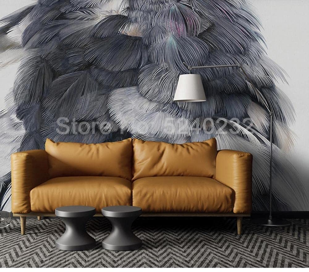 Papier peint 3D WLLLO plume créative murale décorative 350x245 cm pour salon