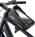 Lamicall Sac à cadres de vélo étanche - [Installation rapide & Supprimer] 1.3L Sac de téléphone à vélo avec écran tactile sensible, Support de téléphone de vélo avec couverture de pluie, sac de tube de dessus de vélo, Accessoires de vélo pour téléphones 4-7"