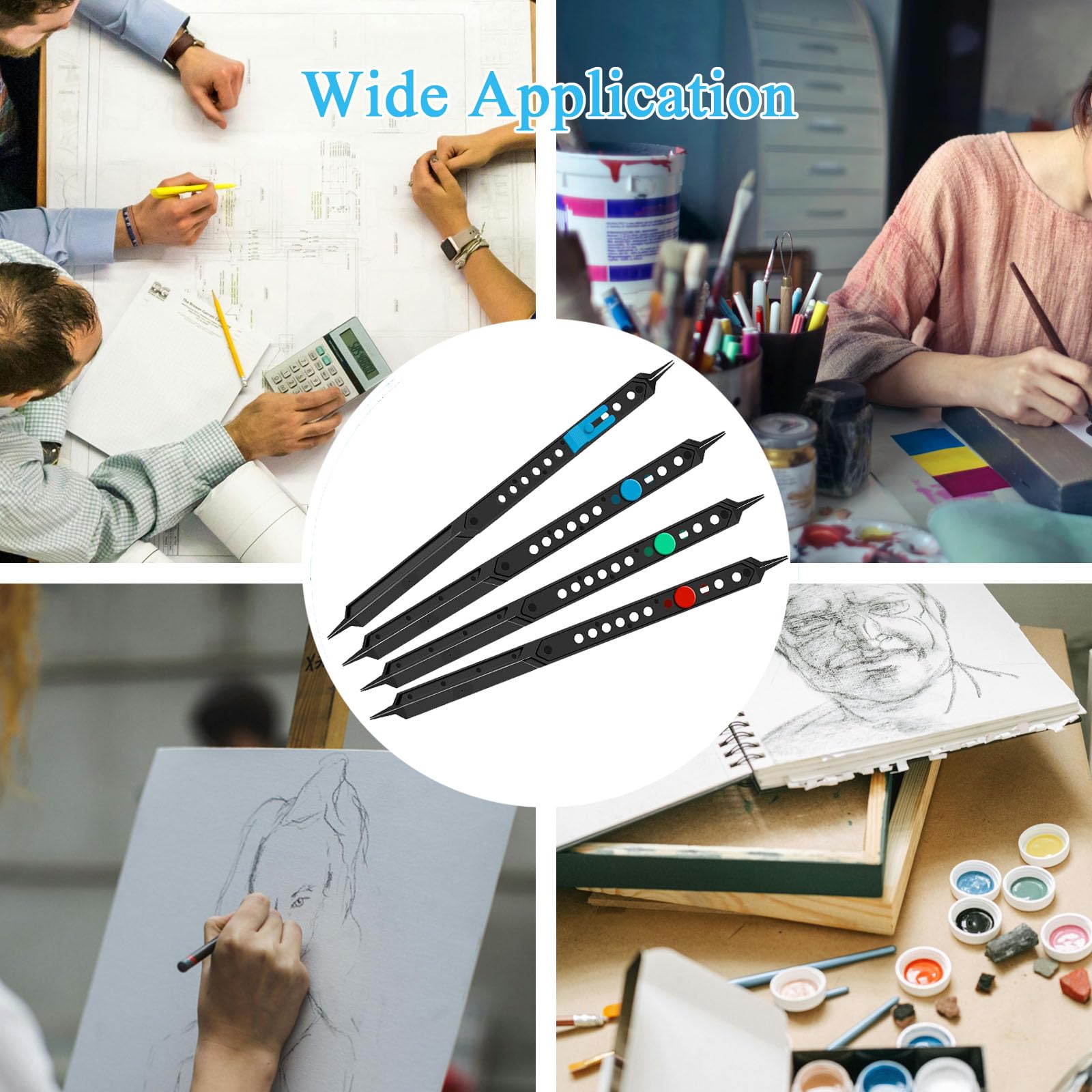 Broeampe Proportional Divider Artist Drawing Scale Tool 10 Inches, Pantograph Drafting Supplies Adjustable Caliper and Subject Dividers for Art Tools, Black - Image 7