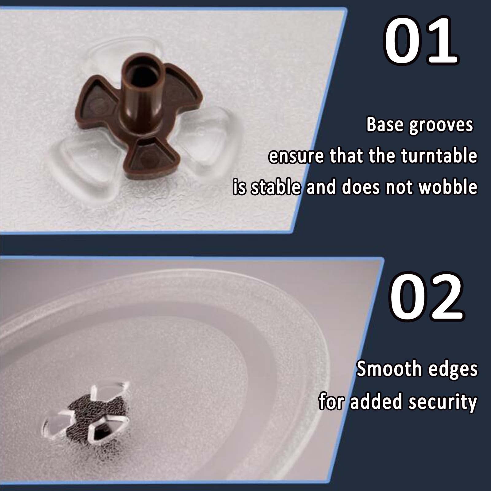 Piatto Girevole Per Microonde Universale Da 25.5 Cm - Con 3 Fissaggi E Piedini, Vetro Temperato