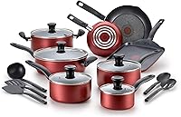 Vista 8 de T-fal Essence, juego de ollas y sartenes antiadherentes, 20 piezas, color rojo