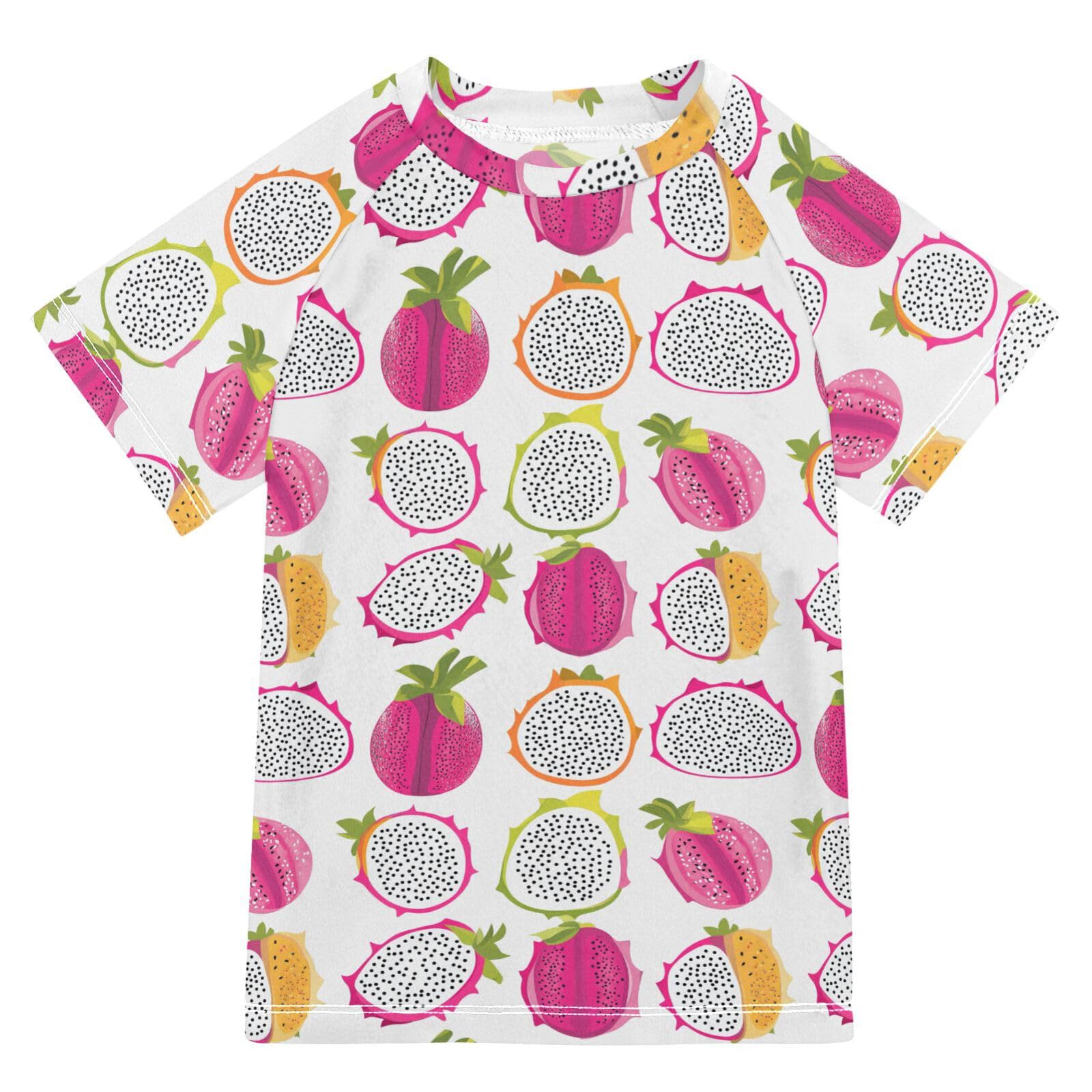 Short Sleeve Bathing Suit Girls Girls Rash Guard Swimsuit Childrens Bathing Suits 4T Cartoon Dragon Fruit Fruit