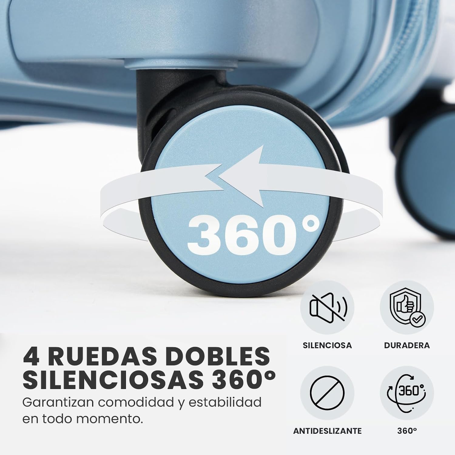Urban Wave Maleta de Viaje Grande (23Kg) Expandible (78x50x30/35cm), Fabricada en Polipropileno, 4 Ruedas Dobles y Cerradura Combinación TSA. (Grande XL), (127L), (4.4kg), (Azul Claro).