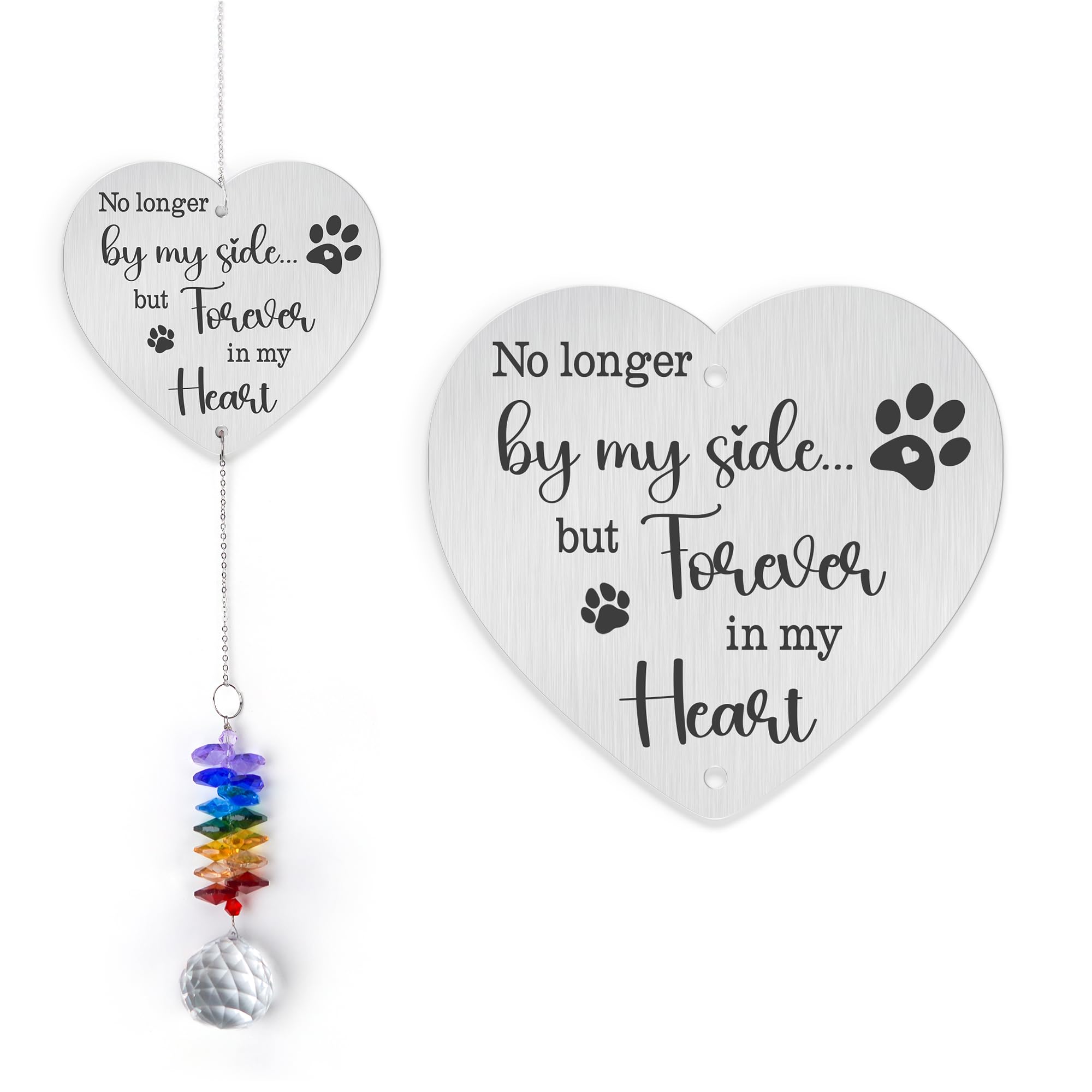 GIFTELIX Memorial Suncatcher Ornament - No Longer by My Side - Sympathy Gift for Loss of Loved One - Crystal Rainbow Maker - Bereavement Keepsake - Hanging Crystal Decor - Loss of Mom Dad Friend Pet