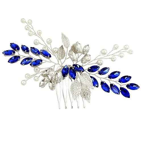 Peine para el cabello de novia de boda, perlas de diamantes de imitación, hojas plateadas, accesorios para mujeres y niñas, fiesta de regreso a casa