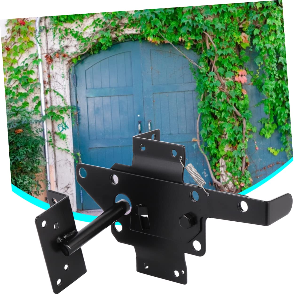 Loquet Autobloquant de Porte à Montage sur Poteau Noir