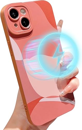 YKCZL Funda compatible con 15 fundas de 6.1 pulgadas con MagSafe, bonito patrón de arte pintado, protección de cámara, funda magnética suave a