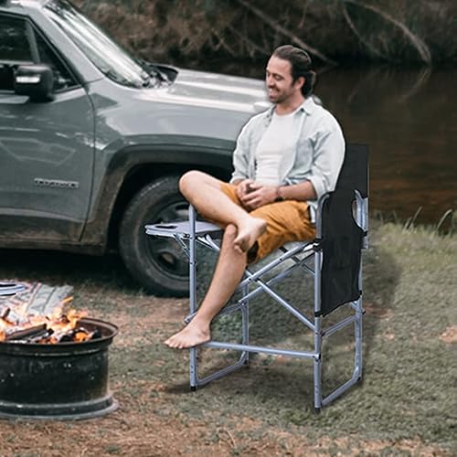 Miniatura 8 de Silla de directores de 41 pulgadas, silla plegable para artistas de maquillaje para clientes con mesa auxiliar, soporte para tazas, bolsa de