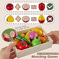 Vista 5 de HERSITY Juego de alimentos de madera para cortar frutas y verduras, juguetes para niños pequeños de 1 a 3 años, accesorios de cocina de simulación