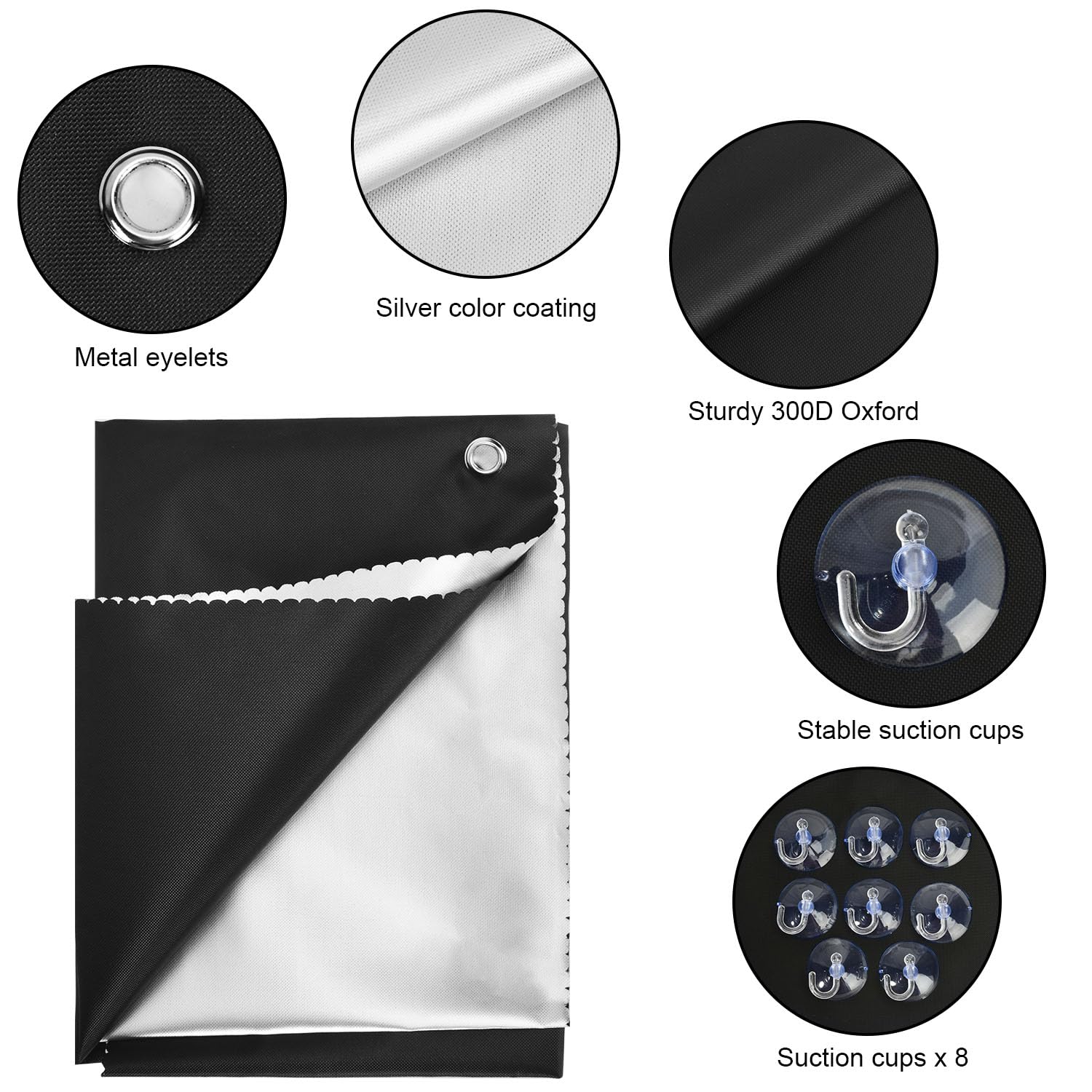 Tenda a rullo oscurante per lucernario, 60 x 80 cm, tessuto Oxford impermeabile 300D, senza fori, ventosa, protezione solare per lucernario, tenda oscurante