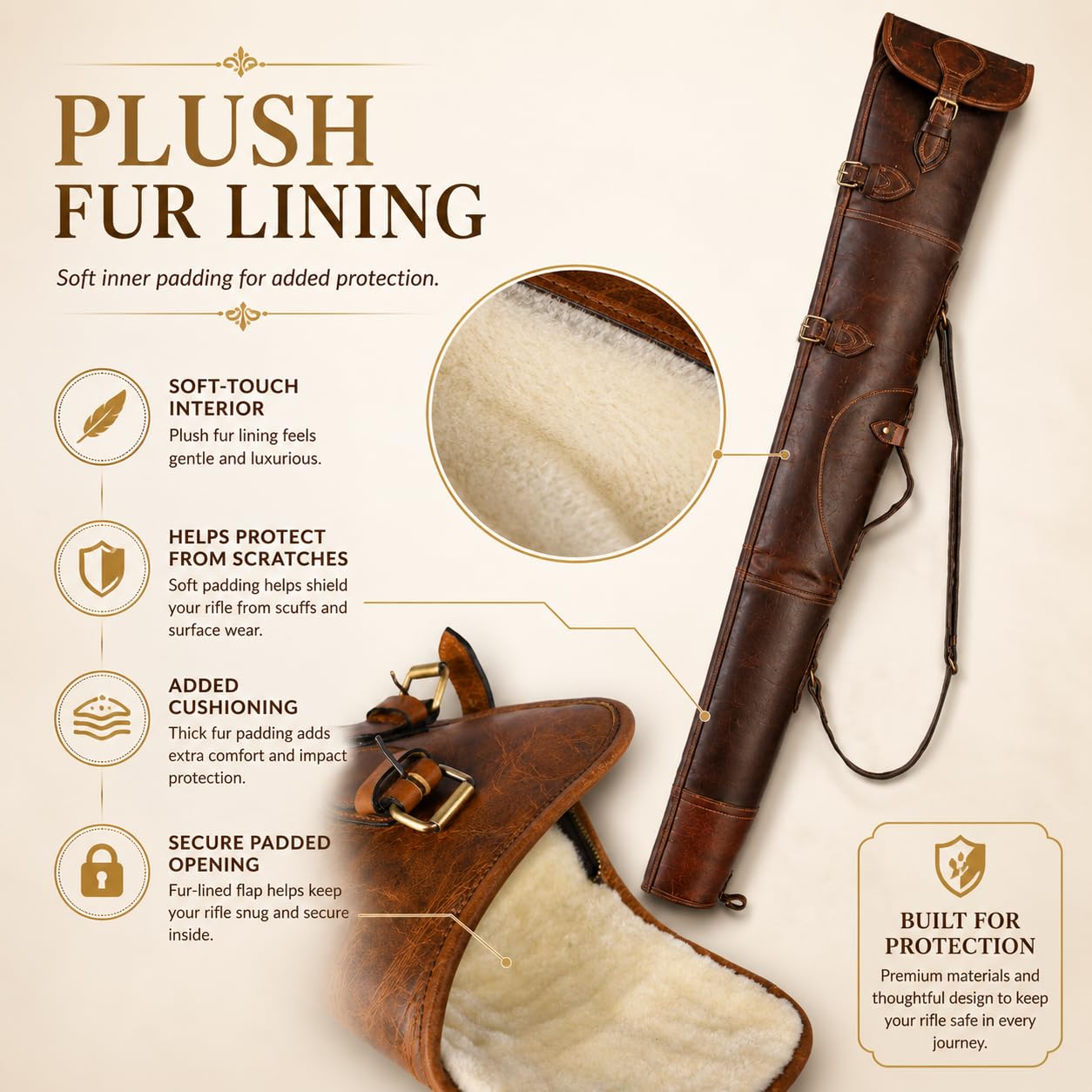 Hulara Cowhide Leather 48-50 Inch Rifle Case Gun Slip Bag Shotgun