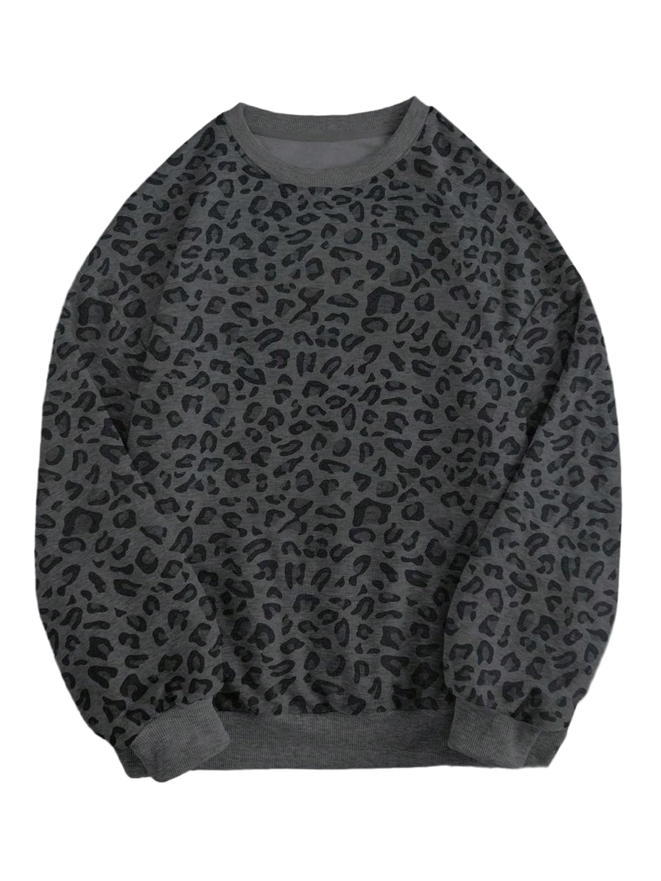 Women's Plus Size Leopard Sweatshirt Cheetah Print Long Sleeve Crew Neck Casual Pullover Fall Tops