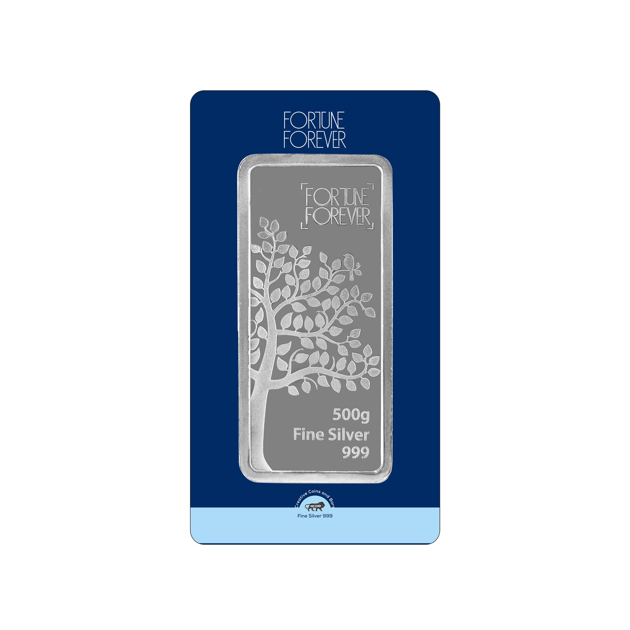 Pure Silver BIS Hallmarked Bar/Lagdi with Tree Impression Perfect for Gifting Investment (999 Purity)