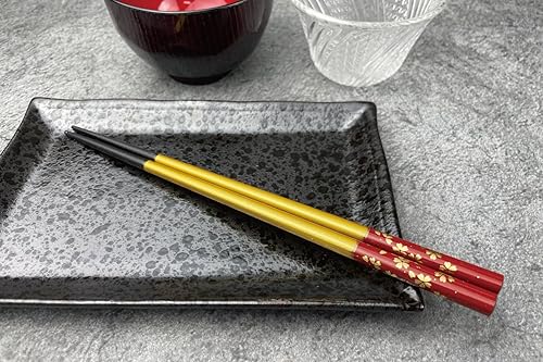 Miniatura 4 de Palillos japoneses de primera calidad reutilizables fabricados en Japón Palillos de madera tradicionales de laca B (flor de cerezo RD (WH16))