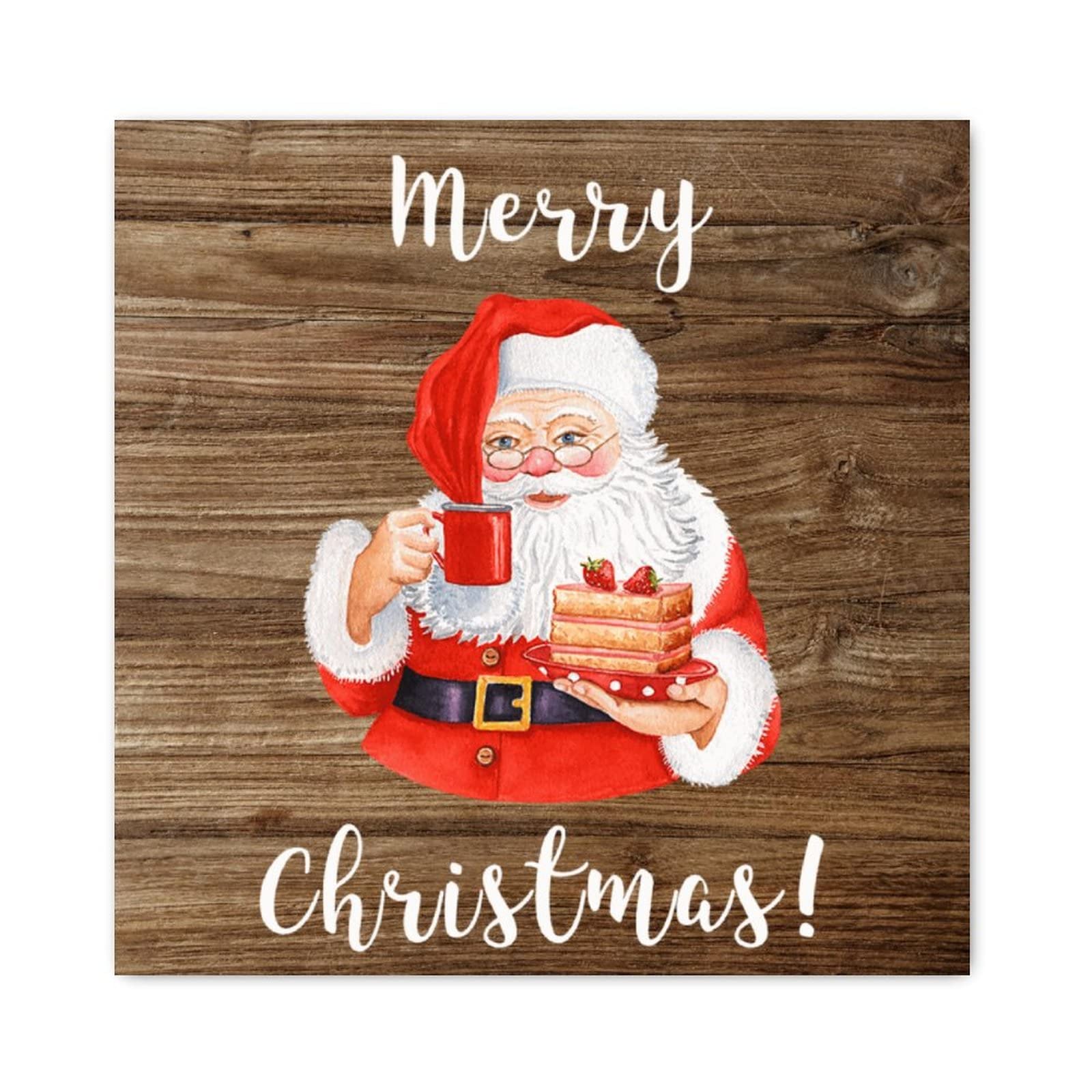 Panneau en bois Merry Christmas 40x40 cm déco murale rétro