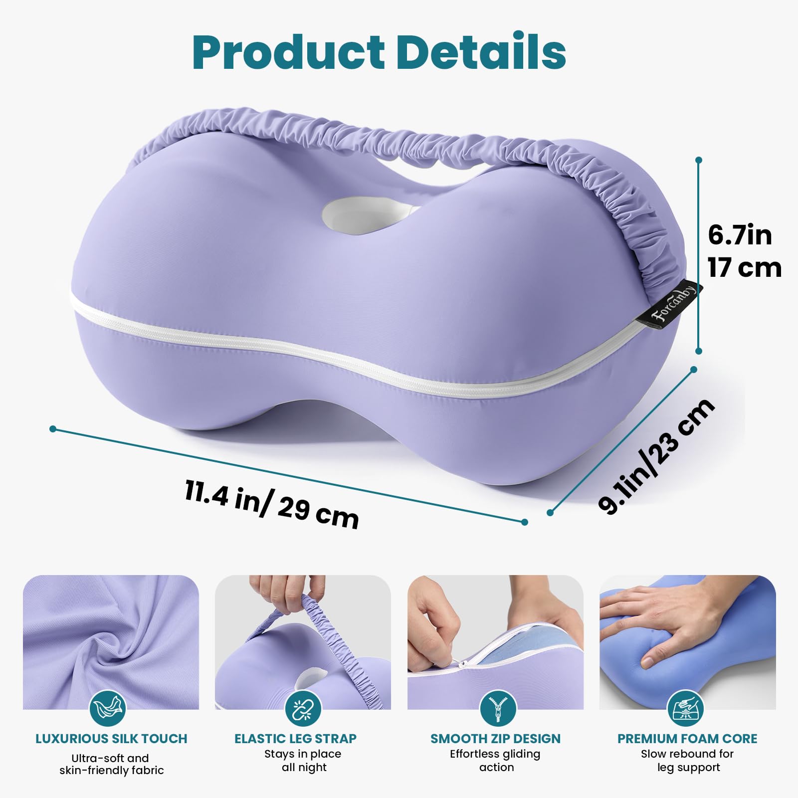 Almohada para piernas y rodillas para personas que duermen de lado, almohada de alineación suave de la columna vertebral, almohadas de espuma viscoelástica para dolor de espalda, cadera, alineación de