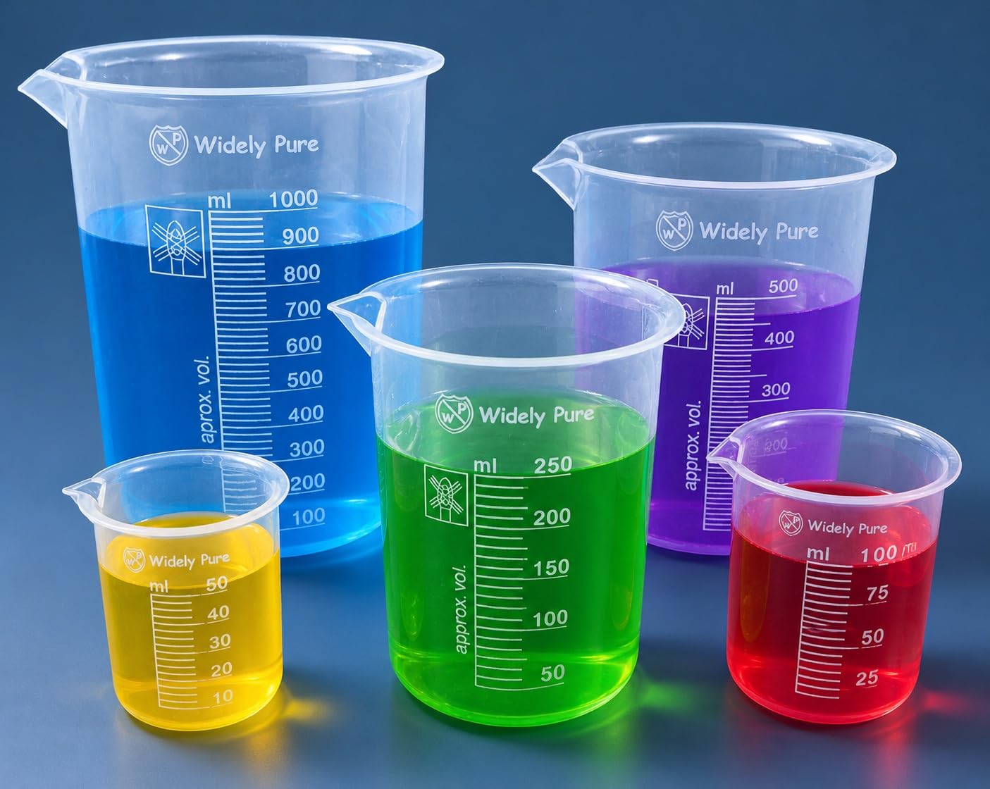 Widely Pure Transparent Plastic Measuring Beaker Set Combo 1000,500,250,100,50ml for Laboratory-image-25
