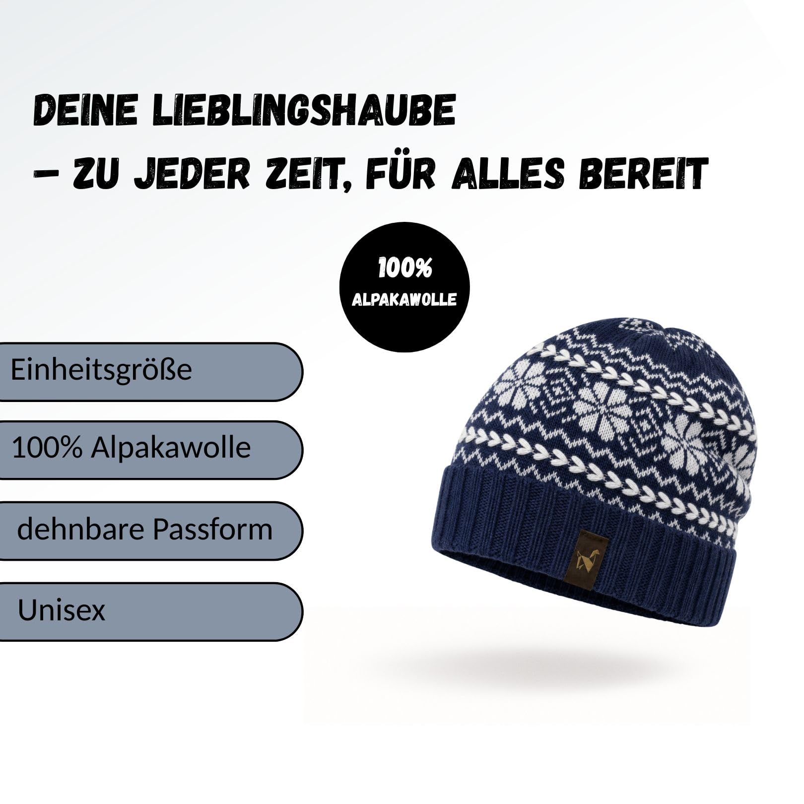 Gorro unisex de alpaca, 100% lana de alpaca, patrón geométrico o monocolor, suave, cálido y transpirable, para hombre y mujer