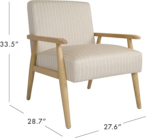 Miniatura 3 de HomePop Silla decorativa Mid-Century  Sillón tapizado con reposabrazos de madera y patas de madera  Sillas decorativas para sala de estar y