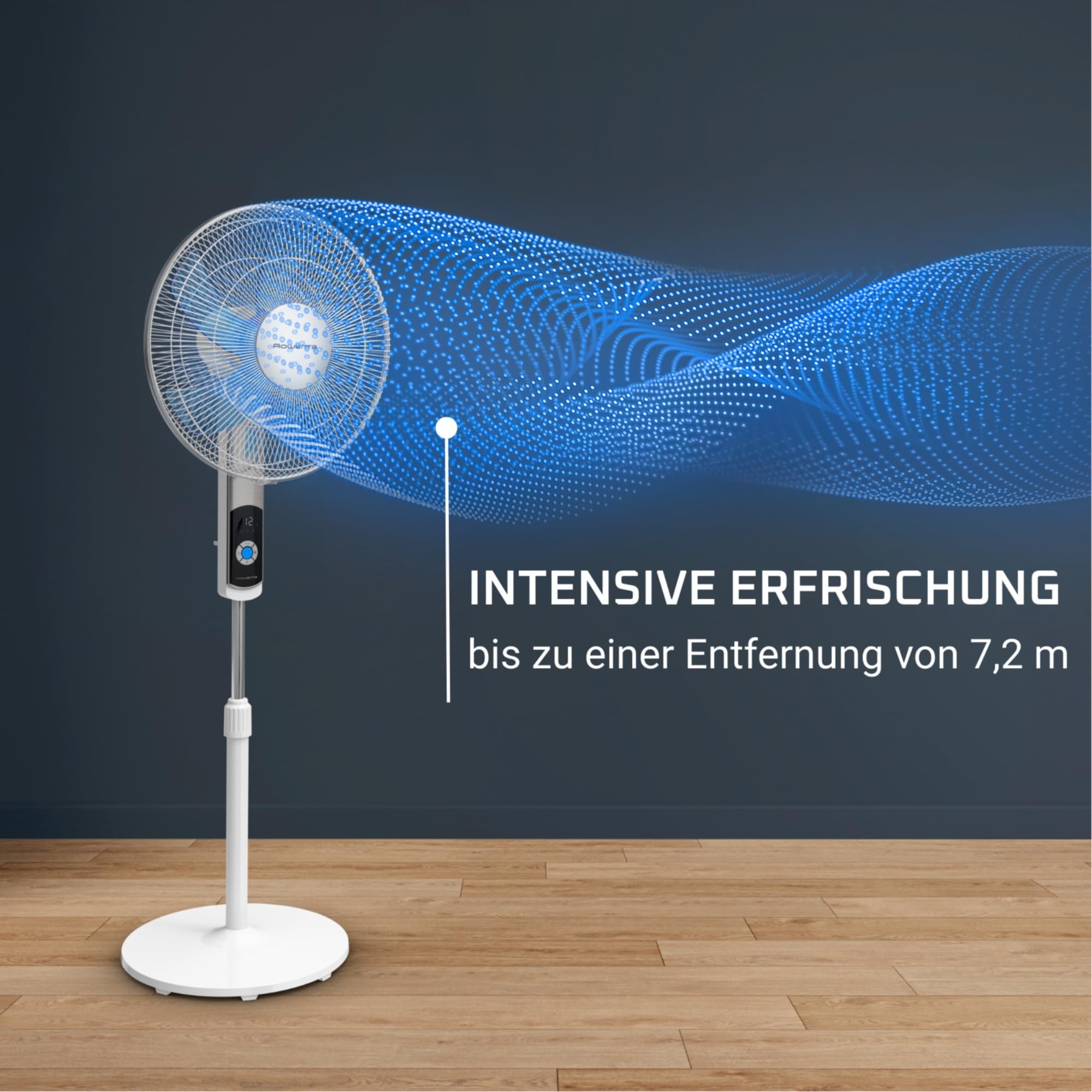 Rowenta Turbo Silence Standventilator VU5650F0, 35 dB(A), 7,2 m, 12 Geschwindigkeiten, 120° Oszillation, Fernbedienung, LED-Display, 12-Stunden-Timer