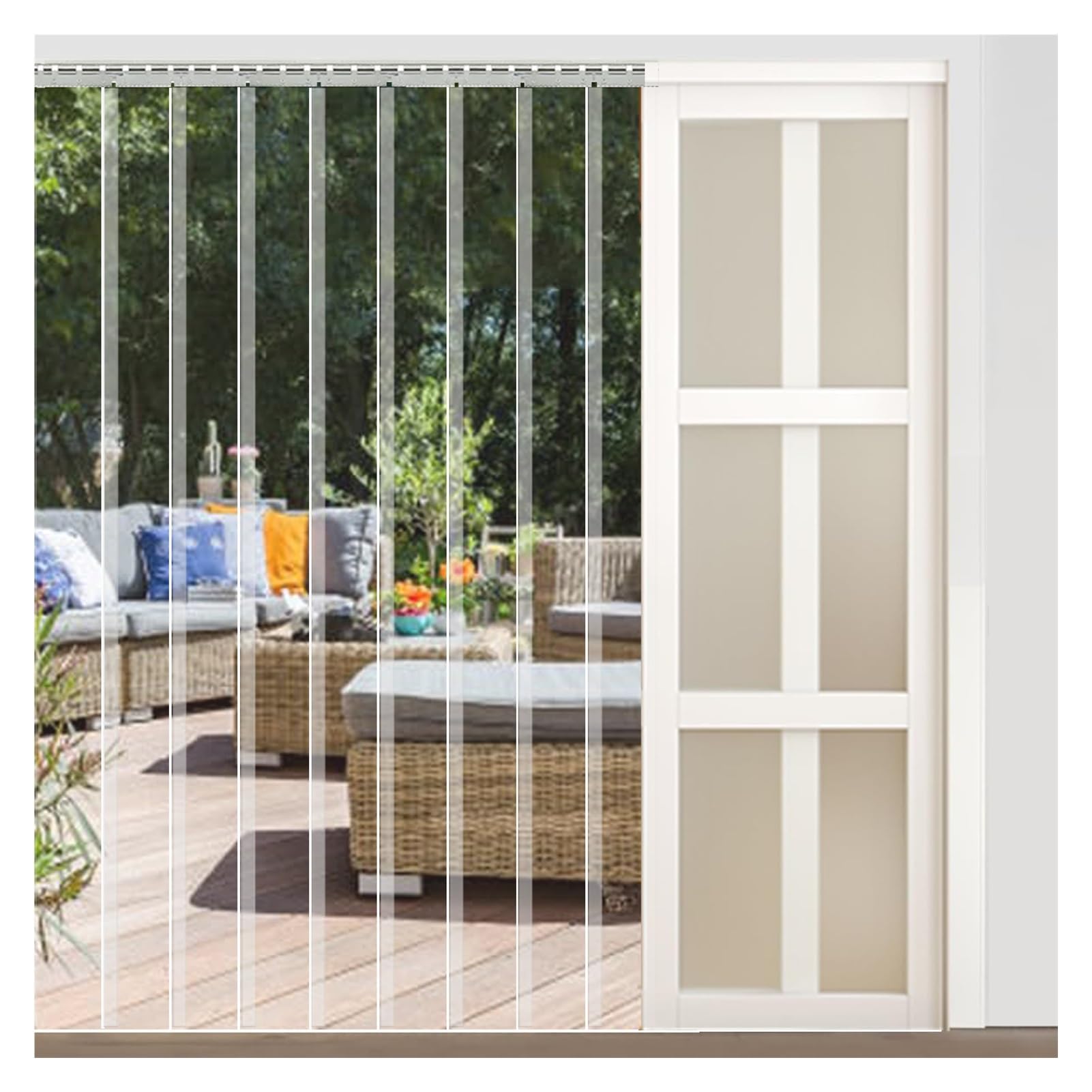 Listwy pionowe z PCW, wytrzymałe, do magazynu, garażu, patio, sklepu i kurnika, do użytku przemysłowego i domowego (180 x 210 cm)