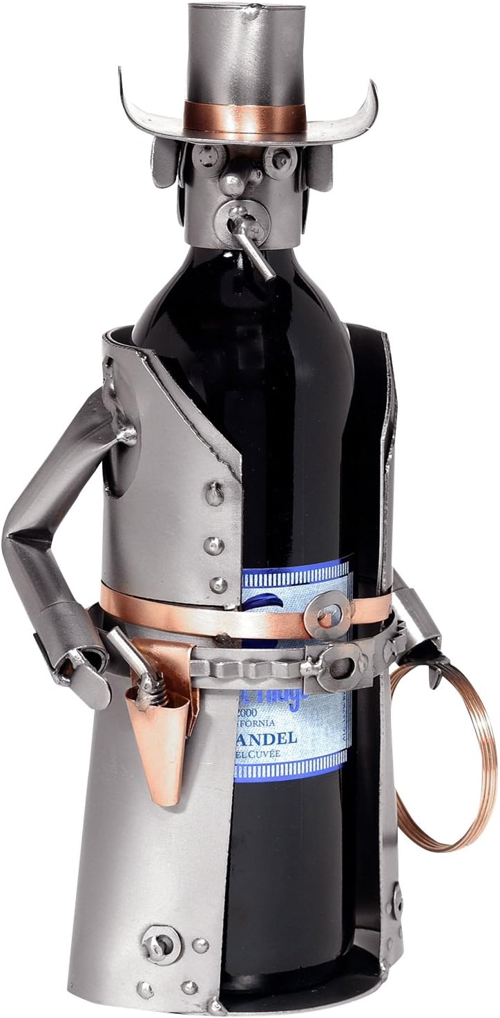 H & K Sculptures Cowboy Wine Bottle Holder/Wine Caddy, null