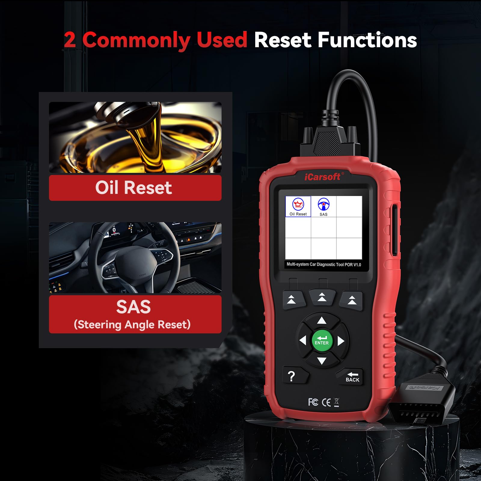 iCarsoft Scanner OBD2 POR V1.0 pour Porsche/Cayenne/Macan, outil de diagnostic de tous les systèmes avec réinitialisation huile/SAS, test de batterie, 10 modes OBD2/EOBD CAN lecteur de code de voiture