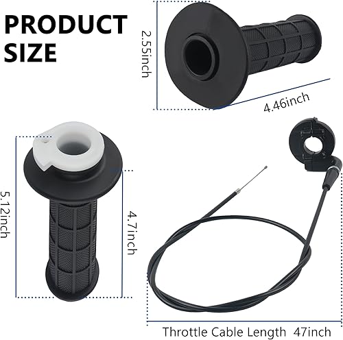 Miniatura 2 de Kit de cable de acelerador, conjunto de acelerador de bicicleta de 78 pulgadas de 0.866 in con acelerador giratorio y cables de acelerador de 47