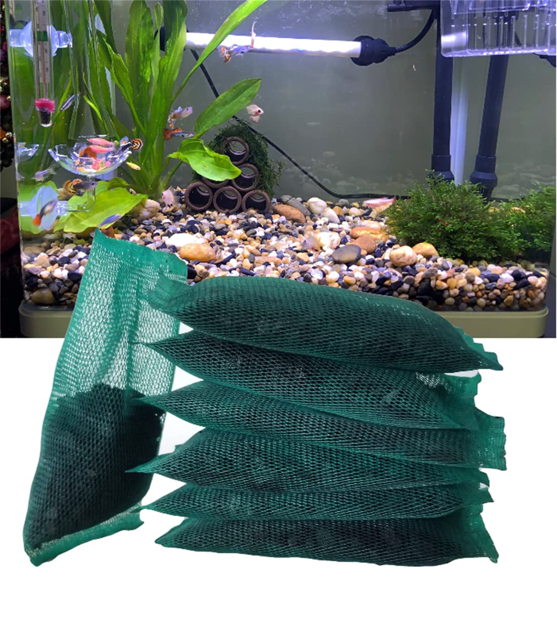 Pankero4c Aquarium Carbon Media Filter, Fish Tank Activated Carbon Pellets with Mesh Bag, Create Crystal Clear Water for Cichlid Betta Shrimp Crab Tank (7 Pack)