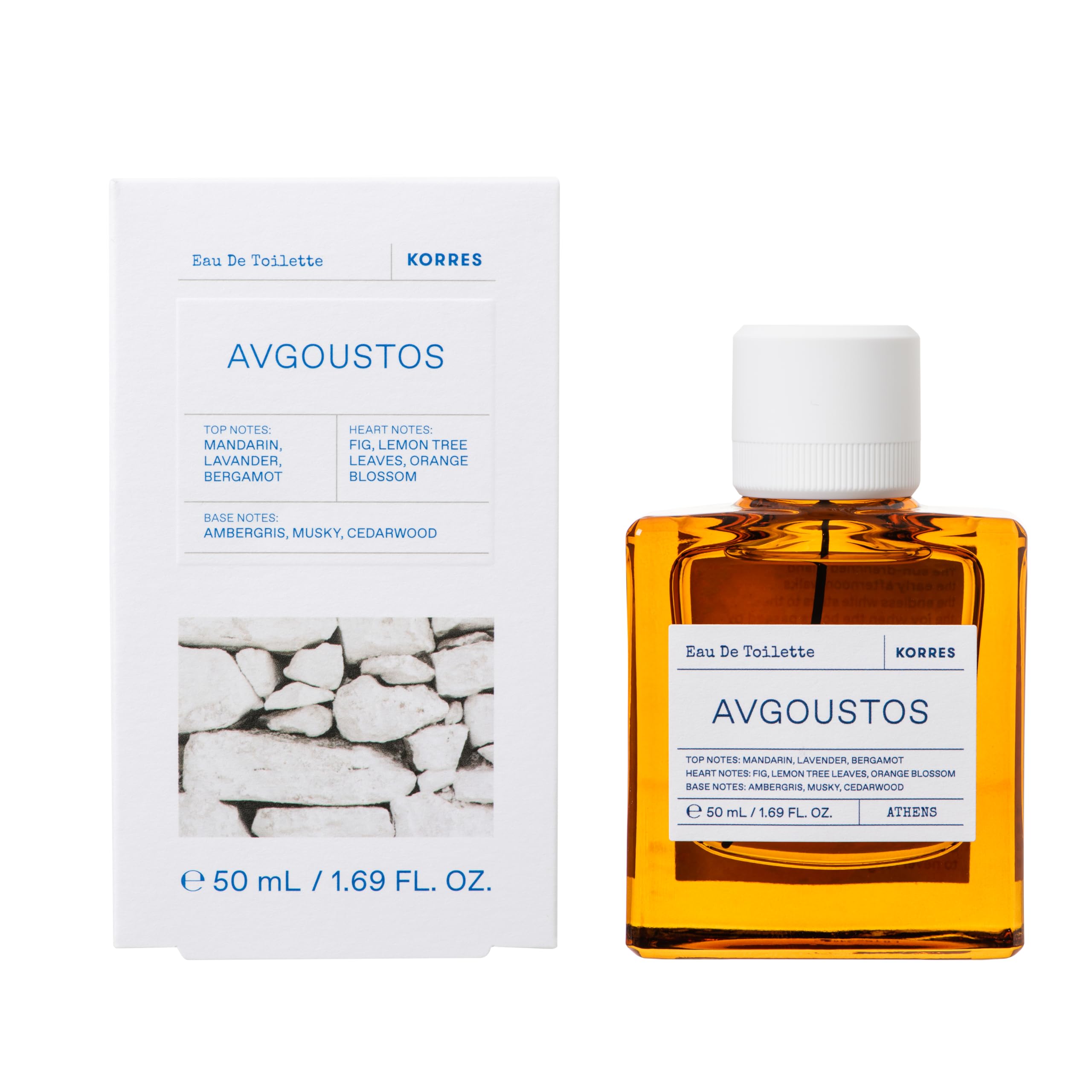 KORRES AVGOUSTOS Eau de Toilette dla kobiet i mężczyzn, zapach unisex, owocowo-cytrusowy letni zapach, wegańska, 50 ml