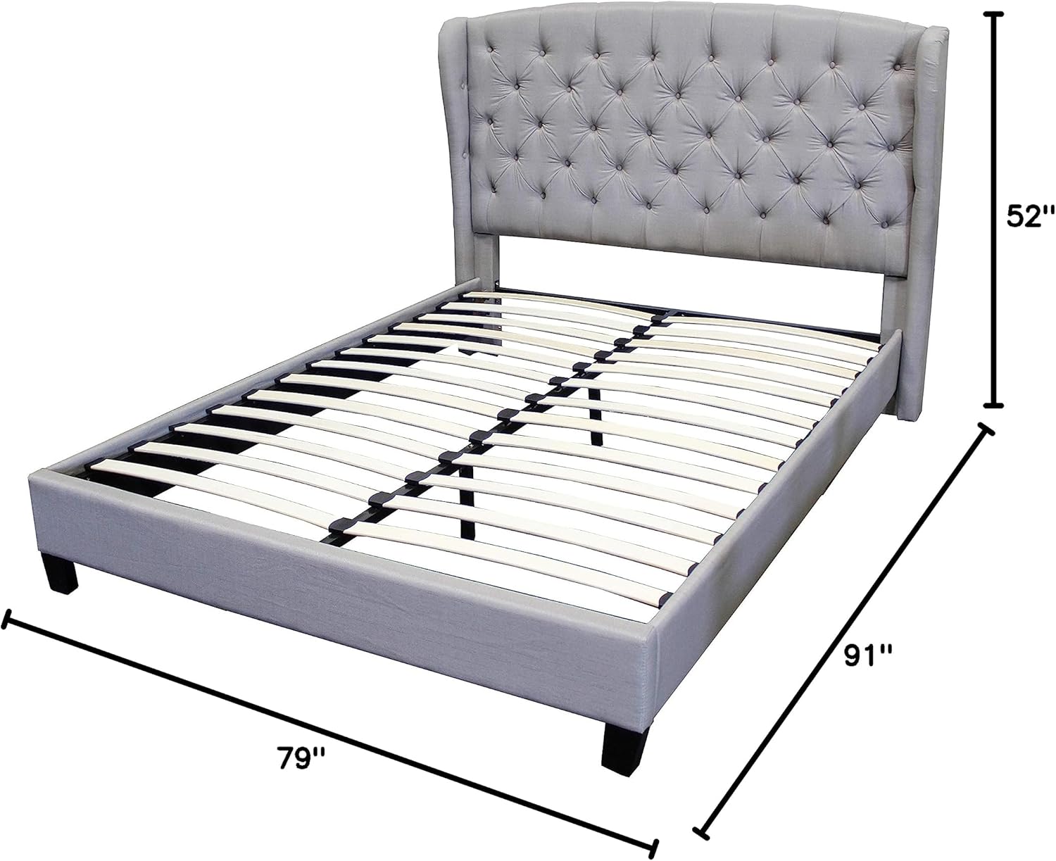 Best Master Furniture Yvette Upholstered Tufted with Wingback Platform Bed California King, Grey
