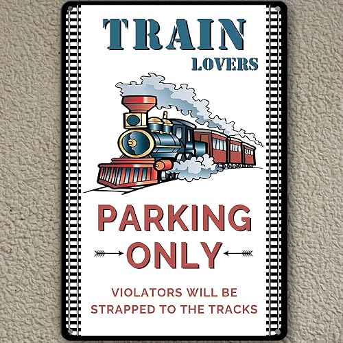 Miniatura 5 de Letreros metálicos de cruce de ferrocarril, decoración de pared de tren, 8 x 12 pulgadas, perfecto para regalos para los amantes de la habitación de