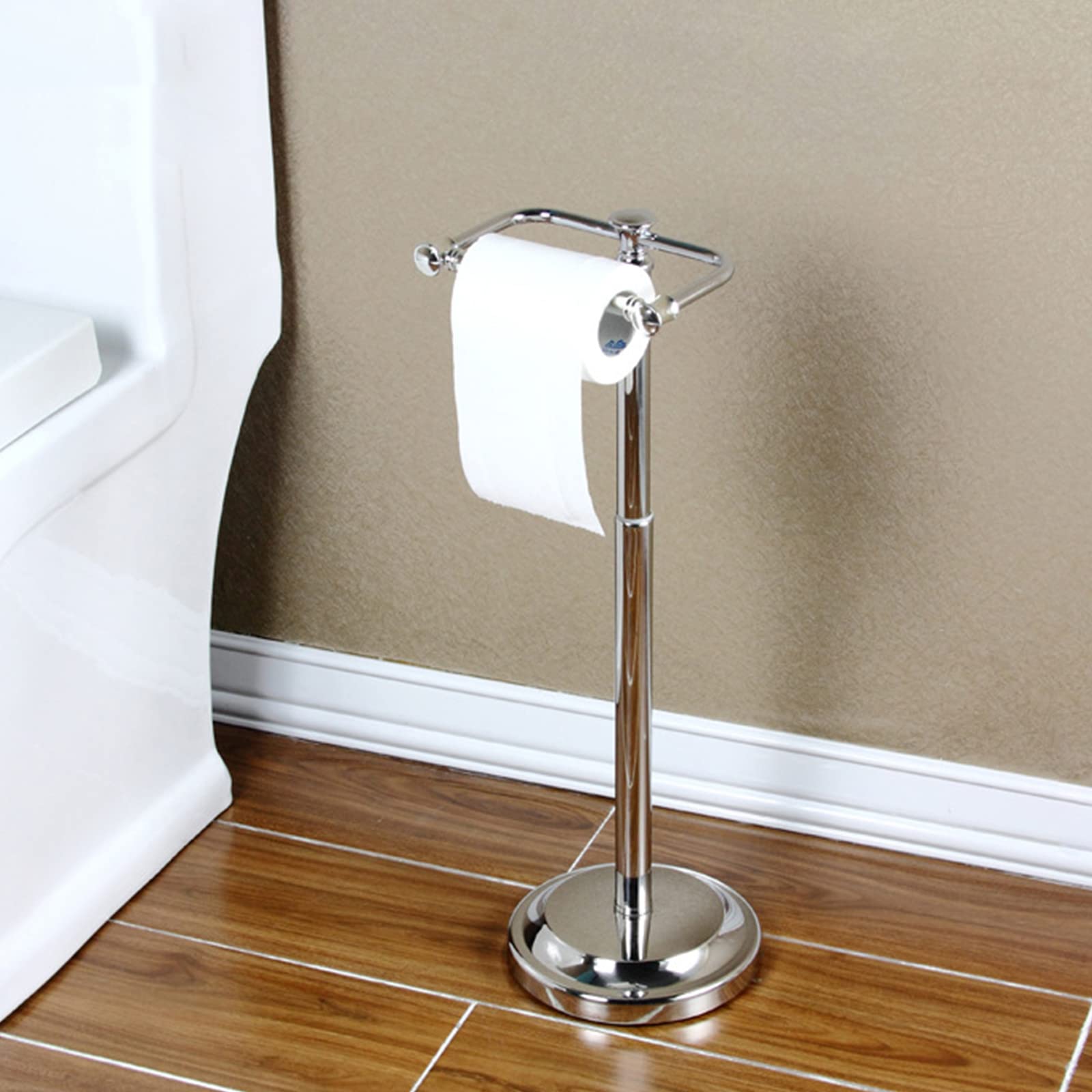 Portarotolo Igienico in Piedi in Acciaio Inox Portarotolo Regolabile Rotazione A 360° Portarotolo Accessori Bagno 66Cm,Argento