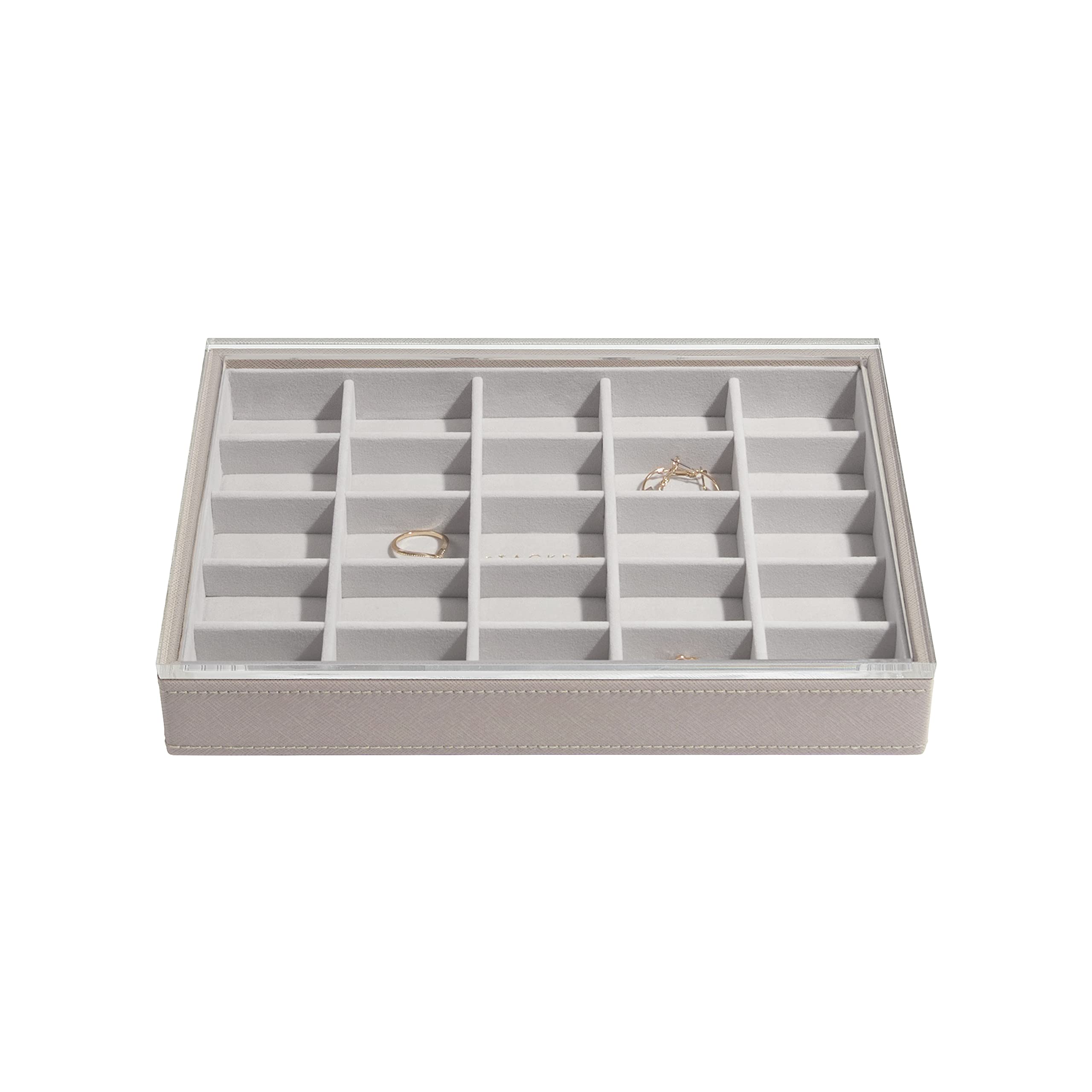 Stackers Taupe Classic Medium Jewellery Box Trinket Layer With Acrylic Lid
