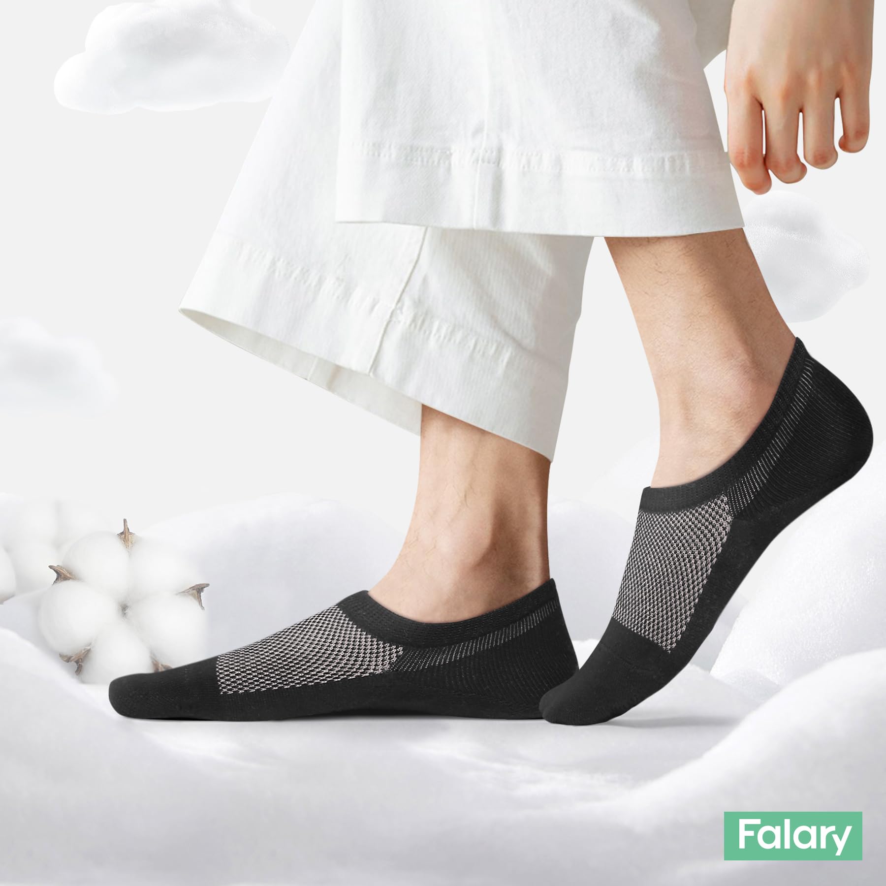 FALARY Calzini Fantasmini da Donna Uomo Corti Invisibili Calze 10 Paia Nero Bianco Grigio