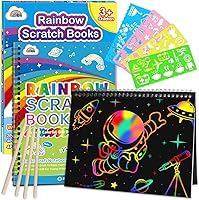 Vista 1 de ZMLM Papel para Rascar Arte-Manualidades Regalo: Paquete de 2 Cuadernos Arcoíris Suministros Juguetes Rellenos para Cesta de Pascua para Niñas