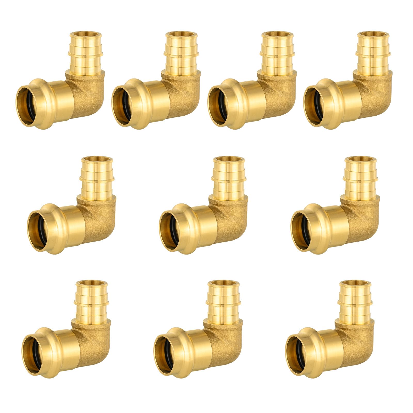 Paquete de 10 prensas de 3/4 pulgadas x codo de expansión Pex A de 3/4 pulgadas, codo de latón para tubos de cobre y Pex A