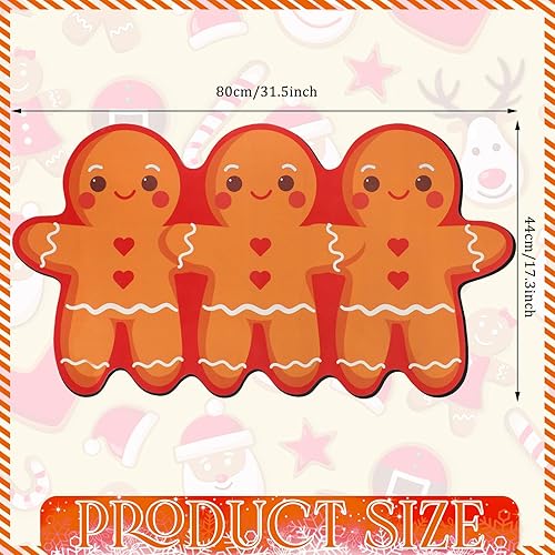 Miniatura 3 de Tapete de Navidad con diseño de hombre de jengibre, tapete de bienvenida para baño, 17.3 x 31.5 pulgadas, tapete decorativo de Navidad,