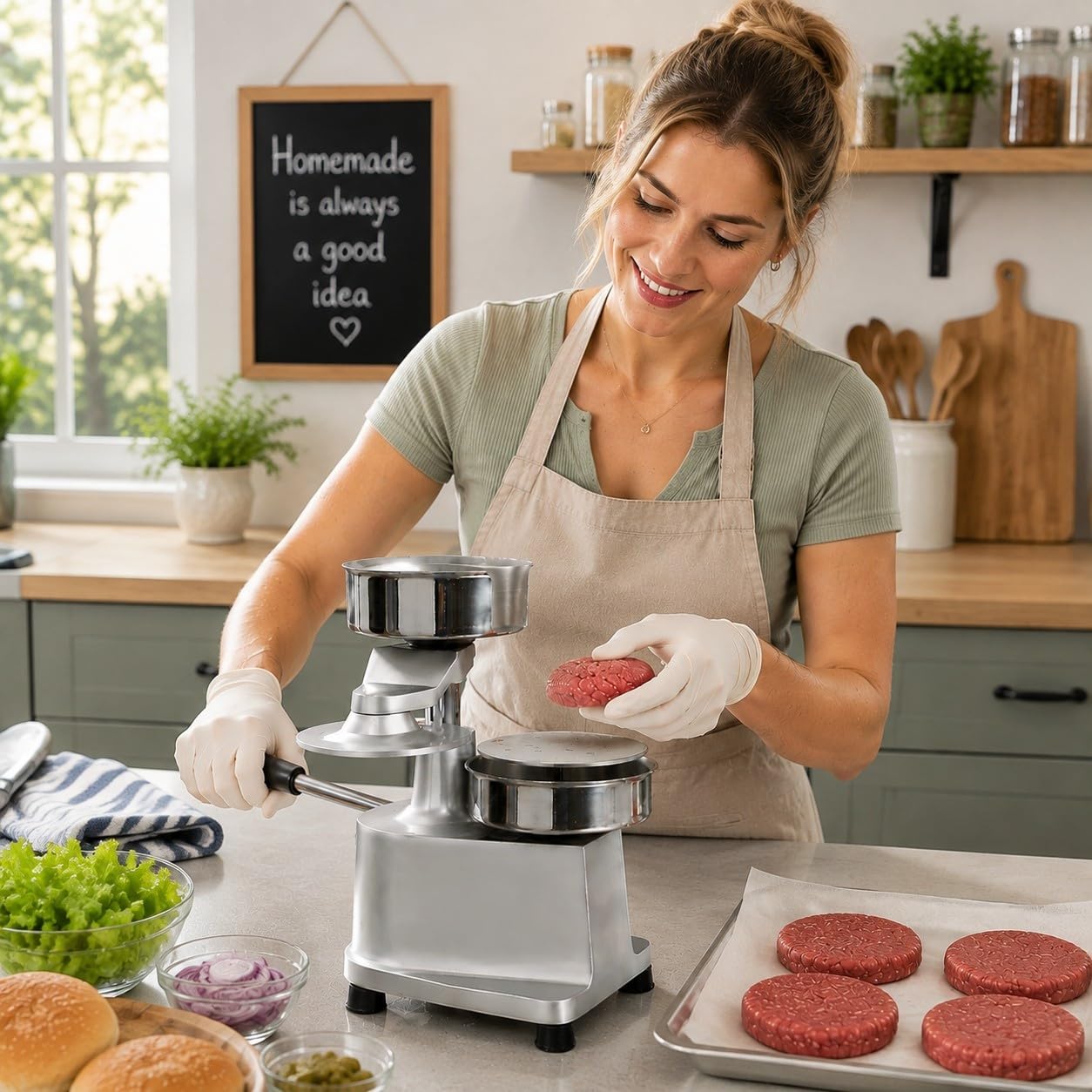 Manuelle Burgerpresse, Patty Maker Aluminium Edelstahl