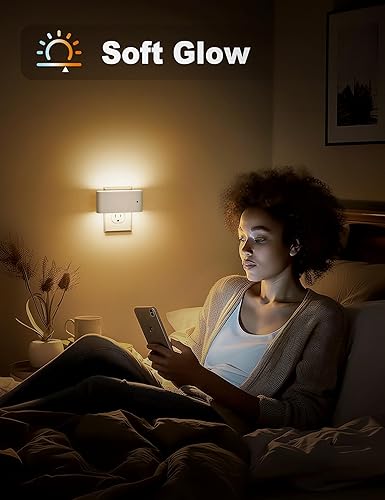 Miniatura 4 de JandCase Luces nocturnas LED enchufables a la pared, luz nocturna con sensor de luz del atardecer al amanecer, luz nocturna regulable enchufable 2