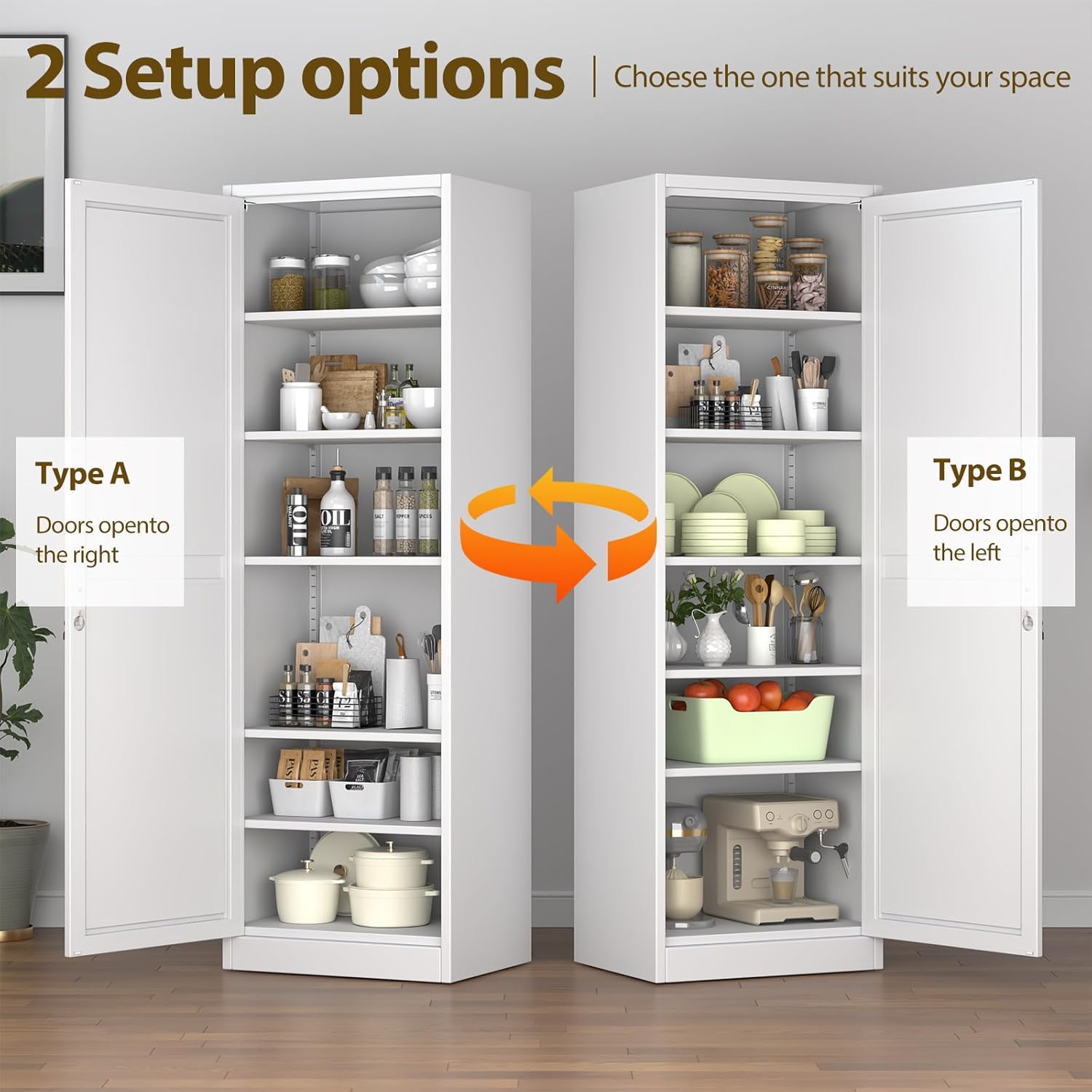 pozdeg 67" Metal Storage Cabinet with Lock, Tall Narrow Office File Cabinets with 5 Adjustable Shelves, Metal Steel Locker for Home, School, Office, Garage or Gym (White)